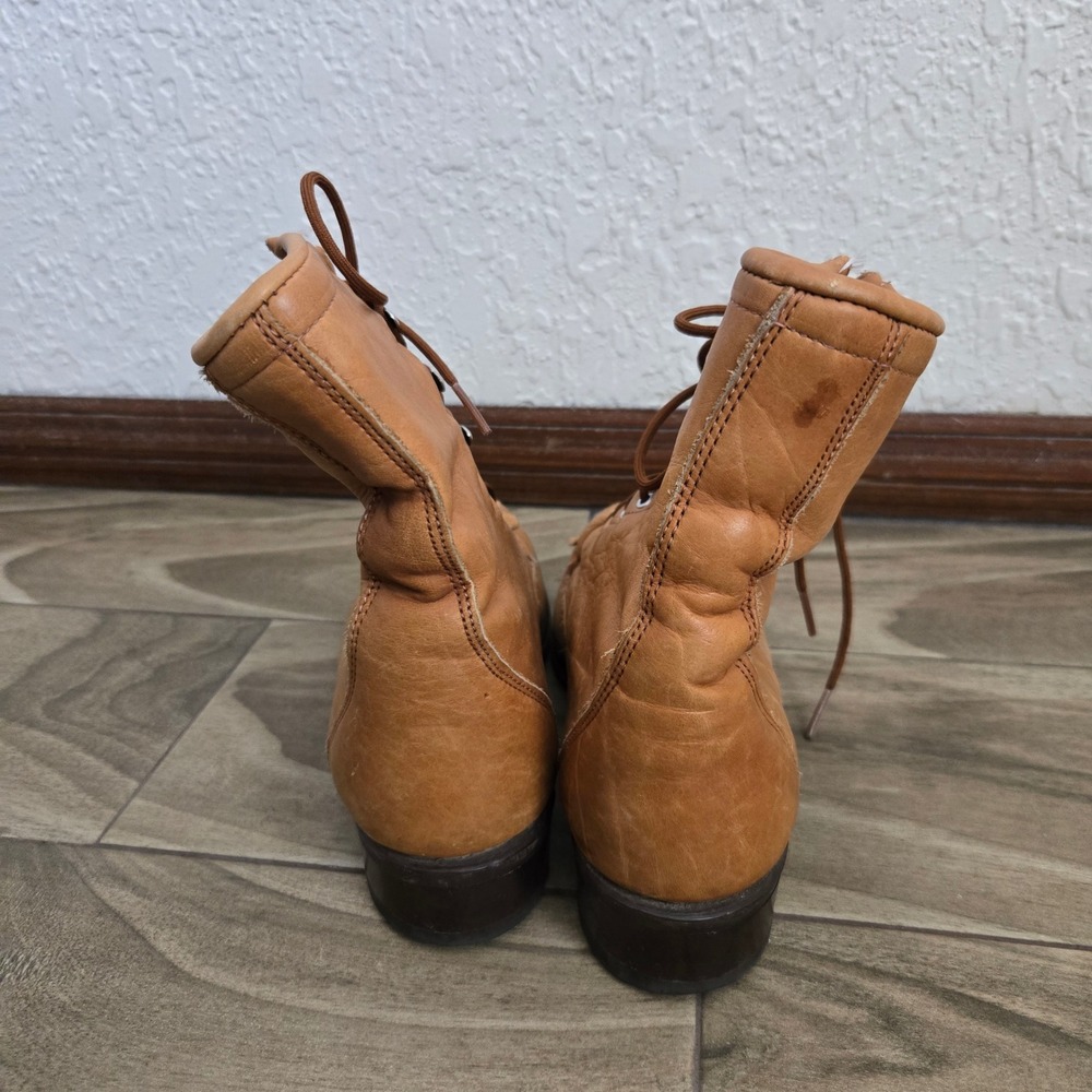 Laredo 7 M Packer Boots Women Tan Good Leather Lace Up Kiltie Western 55056 USA - Picture 5 of 8